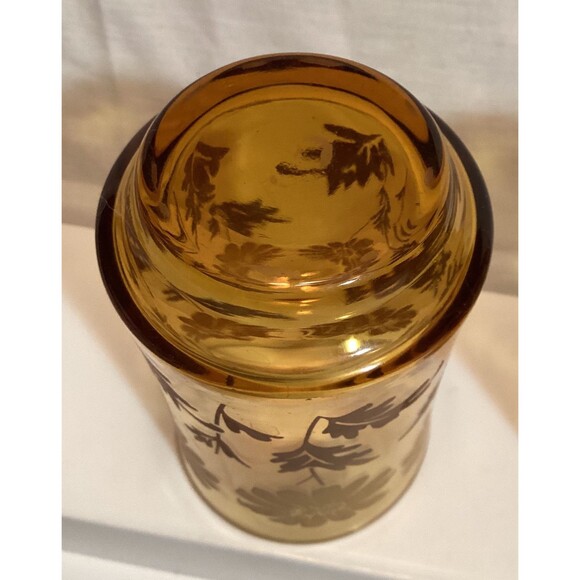 Libbey Brown/Amber Fade Daisy Small Juice Glasses Vintage Floral Pattern Retro - Picture 8 of 13